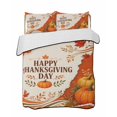 thumbnail image 1 of Quilts Queen Size Bedding Set, Burnt Orange Pumpkins Thanksgiving Reversible Summer Quilt 3 Pieces, Fall Botanical Farmhouse Lightweight Bedspreads Coverlets with 2 Pillow Shams for All Seasons, 1 of 5