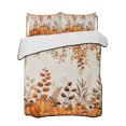 thumbnail image 1 of Quilts Queen Size Bedding Set, Burnt Orange Pumpkins Thanksgiving Reversible Summer Quilt 3 Pieces, Fall Eucalyptus Leaves Rustic Botanical Lightweight Bedspreads Coverlets with 2 Pillow Shams, 1 of 5