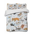 thumbnail image 1 of Quilts Queen Size Bedding Set, Cat Reversible Summer Quilt 3 Pieces, Funny Cute Fish Leaves Bubble Lightweight Bedspreads Coverlets with 2 Pillow Shams for All Seasons, 1 of 5