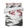 thumbnail image 1 of Quilts Queen Size Bedding Set, Chinese Mountain Reversible Summer Quilt 3 Pieces, Landscape Painting Red Plum Flowers Lightweight Bedspreads Coverlets with 2 Pillow Shams for All Seasons, 1 of 5