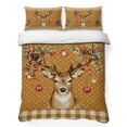 thumbnail image 1 of Quilts Queen Size Bedding Set, Christmas Elk Lightweight Quilted Comforter, Xmas Ball Botanical Brown Checked Polka Dot Soft Reversible Bedspread Coverlet with Pillow Covers for All Season, 90" x 96", 1 of 9