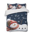 thumbnail image 1 of Quilts Queen Size Bedding Set, Christmas Scarf Snowman Reversible Summer Quilt 3 Pieces, Dark Blue Winter Xmas Snowflake Lightweight Bedspreads Coverlets with 2 Pillow Shams for All Seasons, 1 of 5
