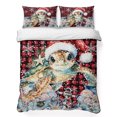 thumbnail image 1 of Quilts Queen Size Bedding Set, Christmas Sea Turtle Lightweight Quilted Comforter, Winter Snowflakes Coastal Red Black Soft Reversible Bedspread Coverlet with Pillow Covers for All Season, 90" x 96", 1 of 9
