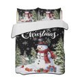 thumbnail image 1 of Quilts Queen Size Bedding Set, Christmas Snowman Reversible Summer Quilt 3 Pieces, Winter Snowflakes Country Xmas Trees Black Lightweight Bedspreads Coverlets with 2 Pillow Shams for All Seasons, 1 of 5