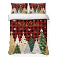 thumbnail image 1 of Quilts Queen Size Bedding Set, Christmas Trees Lightweight Quilted Comforter, Gold Green Xmas Snowflake Pine Plaid Red Soft Reversible Bedspread Coverlet with Pillow Covers for All Season, 90" x 96", 1 of 9