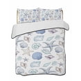 thumbnail image 1 of Quilts Queen Size Bedding Set, Coastal Nautical Reversible Summer Quilt 3 Pieces, Watercolor Beach Shell Starfish Conch Summer Lightweight Bedspreads Coverlets with 2 Pillow Shams for All Seasons, 1 of 5