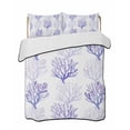 thumbnail image 1 of Quilts Queen Size Bedding Set, Coastal Purple Coral Reversible Summer Quilt 3 Pieces, Nautical Ocean Seaside Beach Lightweight Bedspreads Coverlets with 2 Pillow Shams for All Seasons, 1 of 5