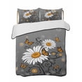 thumbnail image 1 of Quilts Queen Size Bedding Set, Daisy Butterfly Reversible Summer Quilt 3 Pieces, Spring Floral Butterflies Grey Modern Art Lightweight Bedspreads Coverlets with 2 Pillow Shams for All Seasons, 1 of 5