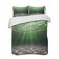 thumbnail image 1 of Quilts Queen Size Bedding Set, Dark Green Ocean Waves Reversible Summer Quilt 3 Pieces, Summer Beach Coastal Abstract Lightweight Bedspreads Coverlets with 2 Pillow Shams for All Seasons, 1 of 5