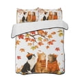 thumbnail image 1 of Quilts Queen Size Bedding Set, Fall Cat Reversible Summer Quilt 3 Pieces, Thanksgiving Autumn Harvest Pumpkins Maple Leaves Lightweight Bedspreads Coverlets with 2 Pillow Shams for All Seasons, 1 of 5
