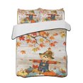 thumbnail image 1 of Quilts Queen Size Bedding Set, Fall Scarecrows Reversible Summer Quilt 3 Pieces, Thanksgiving Autumn Pumpkins Leaves Brown Lightweight Bedspreads Coverlets with 2 Pillow Shams for All Seasons, 1 of 5