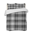 thumbnail image 1 of Quilts Queen Size Bedding Set, Gray Black Buffalo Plaid Reversible Summer Quilt 3 Pieces, White Farmhouse Modern Striped Lightweight Bedspreads Coverlets with 2 Pillow Shams for All Seasons, 1 of 5