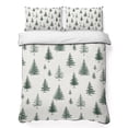 thumbnail image 1 of Quilts Queen Size Bedding Set, Green Christmas Tree Lightweight Quilted Comforter, Winter Seasonal Xmas Pine Trees Soft Reversible Bedspread Coverlet with Pillow Covers for All Season, 90" x 96", 1 of 9