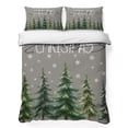 thumbnail image 1 of Quilts Queen Size Bedding Set, Green Christmas Tree Lightweight Quilted Comforter, Xmas Trees Snowflake Grey Soft Reversible Bedspread Coverlet with Pillow Covers for All Season, 90" x 96", 1 of 9