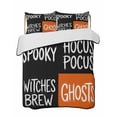 thumbnail image 1 of Quilts Queen Size Bedding Set, Halloween Lightweight Quilted Comforter, Fall Horror Letters Spooky Ghosts Black Orange Soft Reversible Bedspread Coverlet with Pillow Covers for All Season, 90" x 96", 1 of 7