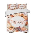 thumbnail image 1 of Quilts Queen Size Bedding Set, Happy Thanksgiving Fall Reversible Summer Quilt 3 Pieces, Pumpkins Autumn Leaves Botanical Lightweight Bedspreads Coverlets with 2 Pillow Shams for All Seasons, 1 of 5