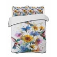 thumbnail image 1 of Quilts Queen Size Bedding Set, Hummingbird Reversible Summer Quilt 3 Pieces, Spring Farmhouse Oil Painting Sunflowers Lightweight Bedspreads Coverlets with 2 Pillow Shams for All Seasons, 1 of 5