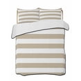 thumbnail image 1 of Quilts Queen Size Bedding Set, Khaki Stripes Lightweight Quilted Comforter, Simple Khaki White Texture Soft Reversible Bedspread Coverlet with Pillow Covers for All Season, 90" x 96", 1 of 7