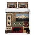 thumbnail image 1 of Quilts Queen Size Bedding Set, Lodge Bear Cabin Lightweight Quilted Comforter, Vintage Brown Buffalo Plaid Boho Soft Reversible Bedspread Coverlet with Pillow Covers for All Season, 90" x 96", 1 of 9