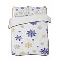 thumbnail image 1 of Quilts Queen Size Bedding Set, Merry Christmas Reversible Summer Quilt 3 Pieces, Winter Xmas Snowflakes Blue Yellow Lightweight Bedspreads Coverlets with 2 Pillow Shams for All Seasons, 1 of 5