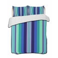 thumbnail image 1 of Quilts Queen Size Bedding Set, Mexican Style Lightweight Quilted Comforter, Colorful Mexico Stripes Teal Blue Soft Reversible Bedspread Coverlet with Pillow Covers for All Season, 90" x 96", 1 of 7