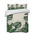 thumbnail image 1 of Quilts Queen Size Bedding Set, Monstera Leaves Lightweight Quilted Comforter, Summer Green Tropical Plants Leaf Beige Soft Reversible Bedspread Coverlet with Pillow Covers for All Season, 90" x 96", 1 of 7