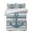 thumbnail image 1 of Quilts Queen Size Bedding Set, Nautical Anchor Reversible Summer Quilt 3 Pieces, Ocean Grey Blue Stripes Simple Lines Lightweight Bedspreads Coverlets with 2 Pillow Shams for All Seasons, 1 of 5