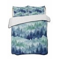thumbnail image 1 of Quilts Queen Size Bedding Set, Navy Blue Forest Lightweight Quilted Comforter, Blue Ombre Trees Abstract Art Soft Reversible Bedspread Coverlet with Pillow Covers for All Season, 90" x 96", 1 of 7