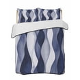 thumbnail image 1 of Quilts Queen Size Bedding Set, Navy Blue Lightweight Quilted Comforter, Modern Moire Abstract Ripple Geometric Soft Reversible Bedspread Coverlet with Pillow Covers for All Season, 90" x 96", 1 of 7