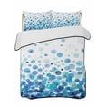 thumbnail image 1 of Quilts Queen Size Bedding Set, Ombre Blue Polka Dot Lightweight Quilted Comforter, Abstract Watercolor Geometric Gradient Soft Bedspread Coverlet with Pillow Covers for All Season, 90" x 96", 1 of 7