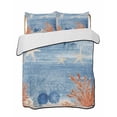 thumbnail image 1 of Quilts Queen Size Bedding Set, Orange Navy Blue Coral Lightweight Quilted Comforter, Summer Beach Coastal Ocean Ombre Soft Reversible Bedspread Coverlet with Pillow Covers for All Season, 90" x 96", 1 of 7
