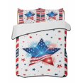 thumbnail image 1 of Quilts Queen Size Bedding Set, Patriotic USA Flag Reversible Summer Quilt 3 Pieces, Memorial Blue Red Star Lines Lightweight Bedspreads Coverlets with 2 Pillow Shams for All Seasons, 1 of 5