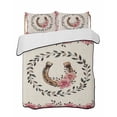 thumbnail image 1 of Quilts Queen Size Bedding Set, Pink Roses Reversible Summer Quilt 3 Pieces, Spring Horseshoes Floral Leaves Rustic Lightweight Bedspreads Coverlets with 2 Pillow Shams for All Seasons, 1 of 5