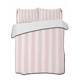 thumbnail image 1 of Quilts Queen Size Bedding Set, Pink Striped Lightweight Quilted Comforter, Modern Farmhouse Pink White Stripes Soft Reversible Bedspread Coverlet with Pillow Covers for All Season, 90" x 96", 1 of 7