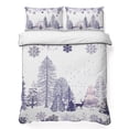 thumbnail image 1 of Quilts Queen Size Bedding Set, Purple Christmas Lightweight Quilted Comforter, Xmas Tree Forest Snowflake Winter Elk Soft Reversible Bedspread Coverlet with Pillow Covers for All Season, 90" x 96", 1 of 9