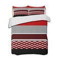 thumbnail image 1 of Quilts Queen Size Bedding Set, Red Black Grey Stripes Lightweight Quilted Comforter, Abstract Lines Geometric Modern Soft Reversible Bedspread Coverlet with Pillow Covers for All Season, 90" x 96", 1 of 7