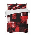 thumbnail image 1 of Quilts Queen Size Bedding Set, Red Black Lightweight Quilted Comforter, Modern Abstract Art Botanical Soft Reversible Bedspread Coverlet with Pillow Covers for All Season, 90" x 96", 1 of 7