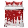 thumbnail image 1 of Quilts Queen Size Bedding Set, Red Christmas Lightweight Quilted Comforter, Xmas Trees Winter Pine Forest Snowflake Soft Reversible Bedspread Coverlet with Pillow Covers for All Season, 90" x 96", 1 of 9