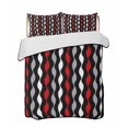 thumbnail image 1 of Quilts Queen Size Bedding Set, Red Grey Striped Lightweight Quilted Comforter, Modern Abstract Geometric Stripes Soft Reversible Bedspread Coverlet with Pillow Covers for All Season, 90" x 96", 1 of 7
