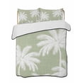 thumbnail image 1 of Quilts Queen Size Bedding Set, Sage Green Palm Trees Lightweight Quilted Comforter, Farmhouse Tropical Summer Beach Soft Reversible Bedspread Coverlet with Pillow Covers for All Season, 90" x 96", 1 of 7