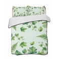thumbnail image 1 of Quilts Queen Size Bedding Set, Spring Botanical Lightweight Quilted Comforter, Green Ivy Ferns Oak Leaves Light Blue Soft Reversible Bedspread Coverlet with Pillow Covers for All Season, 90" x 96", 1 of 7