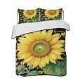 thumbnail image 1 of Quilts Queen Size Bedding Set, Sunflower Farmhouse Reversible Summer Quilt 3 Pieces, Pastoral Floral Bees Dots Black Lightweight Bedspreads Coverlets with 2 Pillow Shams for All Seasons, 1 of 5