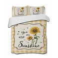 thumbnail image 1 of Quilts Queen Size Bedding Set, Sunflowers Reversible Summer Quilt 3 Pieces, Yellow Floral Botanical Checkered Rustic Lightweight Bedspreads Coverlets with 2 Pillow Shams for All Seasons, 1 of 5