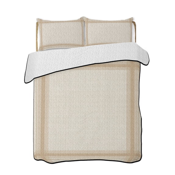Quilts Queen Size Bedding Set, Tan Stripes Reversible Summer Quilt 3 Pieces, Modern Minimalist Lines Grid Beige Lightweight Bedspreads Coverlets with 2 Pillow Shams for All Seasons