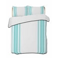 thumbnail image 1 of Quilts Queen Size Bedding Set, Teal Green Striped Lightweight Quilted Comforter, Farmhouse Simple Line Vertical Stripes Soft Reversible Bedspread Coverlet with Pillow Covers for All Season, 90" x 96", 1 of 7