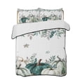 thumbnail image 1 of Quilts Queen Size Bedding Set, Teal Pumpkins Fall Reversible Summer Quilt 3 Pieces, Botanical Thanksgiving Leaves Weeping Lightweight Bedspreads Coverlets with 2 Pillow Shams for All Seasons, 1 of 5