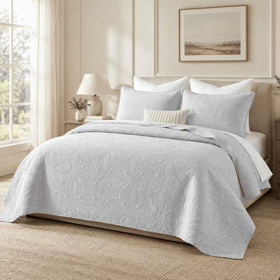 Solid Images Quilts Queen Size Bedding Set Ton Light Blueforter Pattern Bedspread ...