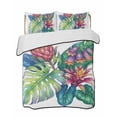 thumbnail image 1 of Quilts Queen Size Bedding Set, Tropical Plant Reversible Summer Quilt 3 Pieces, Summer Watercolor Botanical Palm Leaves Lightweight Bedspreads Coverlets with 2 Pillow Shams for All Seasons, 1 of 5