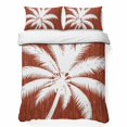 thumbnail image 1 of Quilts Queen Size Bedding Set, Tropical Plants Lightweight Quilted Comforter, Orange Red Summer Coastal Palm Tree Leaves Reversible Bedspread Coverlet with Pillow Covers for All Season, 90" x 96", 1 of 9