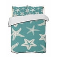 thumbnail image 1 of Quilts Queen Size Bedding Set, Turquoise Starfish Coastal Lightweight Quilted Comforter, Nautical Summer Ocean Abstract Art Soft Bedspread Coverlet with Pillow Covers for All Season, 90" x 96", 1 of 7